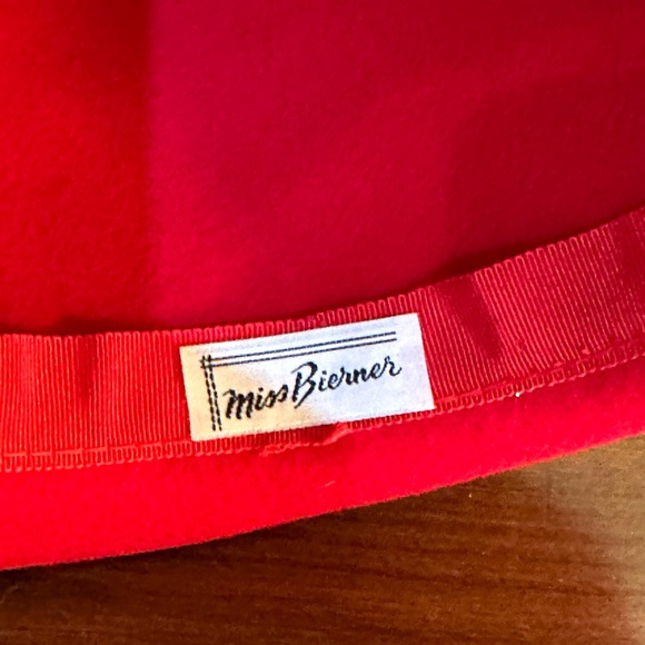 🌟HP🌟VTG 1960s-70s Red Doeskin Felt 100% Wool by Bollman Hat for Miss Bierner - Picture 10 of 10